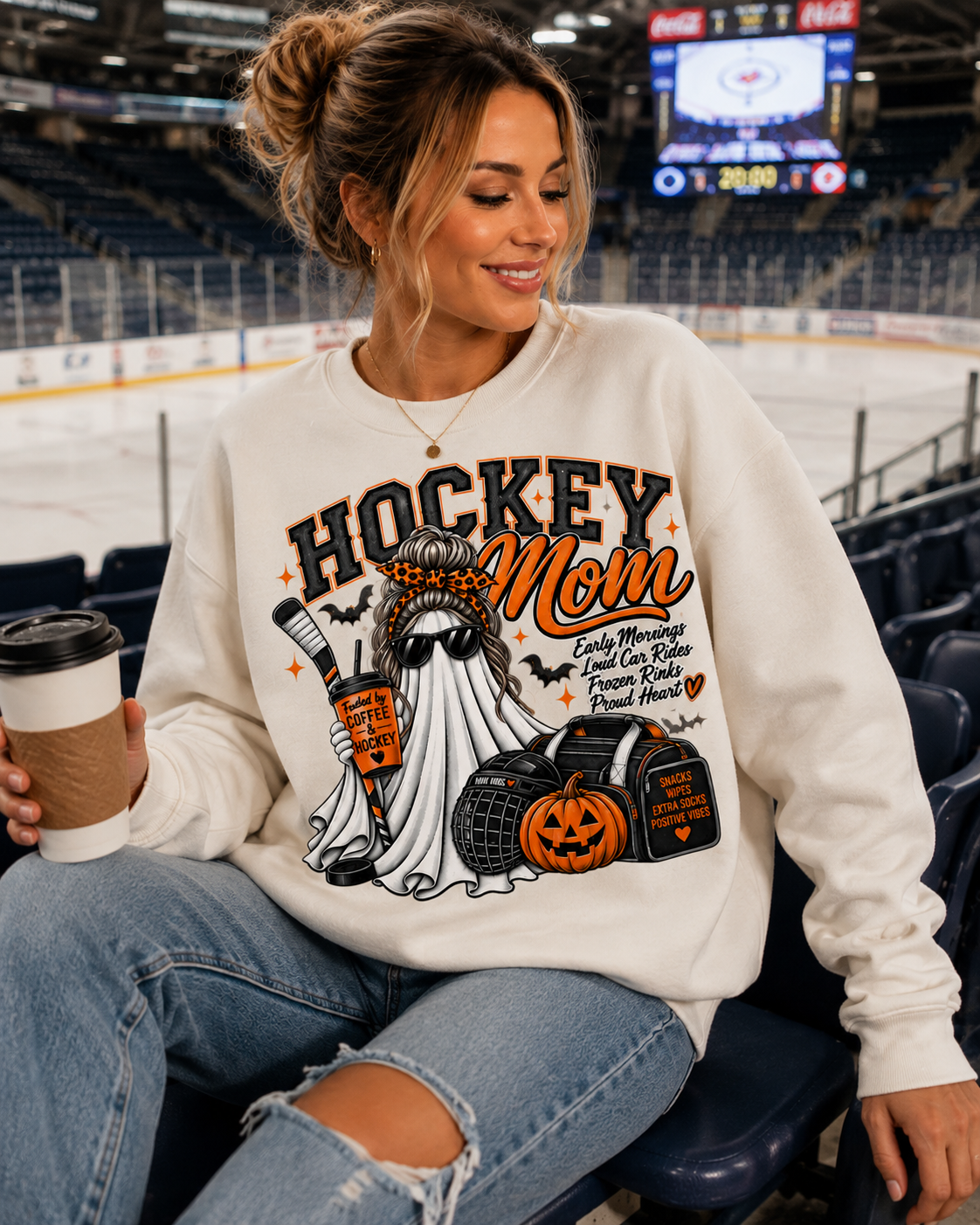 Spirit meets Spooky- Hockey Mom Halloween Sweatshirt